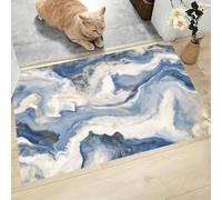 MLSOWM Felpudo Antideslizante 60x90cm - Trampa de Tierra - Felpudo Exterior e Interior Vórtice Abstracto Alfombrilla Textura De Mármol para una Entrada Limpia - Fácil de Cuidar, Azul Claro