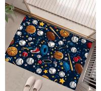 MLSOWM Felpudo Antideslizante 80x120cm - Trampa de Tierra - Felpudo Exterior e Interior Deportes Pelota Alfombrilla Tema Deportivo para una Entrada Limpia - Fácil de Cuidar, Azul Marino