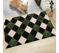 MLSOWM Felpudo Antideslizante 80x120cm - Trampa de Tierra - Felpudo Exterior e Interior Geometría del Rombo Alfombrilla Cuadrados Acolchados para una Entrada Limpia - Fácil de Cuidar, Verde Bosque