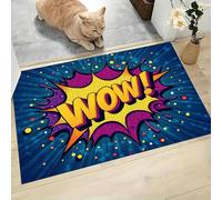 MLSOWM Felpudo Antideslizante 80x120cm - Trampa de Tierra - Felpudo Exterior e Interior ¡Guau! Alfombrilla Estilo Cómic Retro para una Entrada Limpia - Fácil de Cuidar, Azul Marino