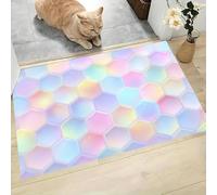 MLSOWM Felpudo Antideslizante 80x120cm - Trampa de Tierra - Felpudo Exterior e Interior Hexágonos De Colores Alfombrilla Geometría Irregular para una Entrada Limpia - Fácil de Cuidar, Azul