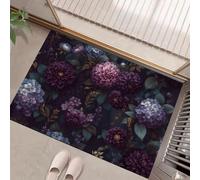 MLSOWM Felpudo Antideslizante 80x120cm - Trampa de Tierra - Felpudo Exterior e Interior Hortensias Y Dalias Alfombrilla Flores Melancólicas para una Entrada Limpia - Fácil de Cuidar, Morado Oscuro