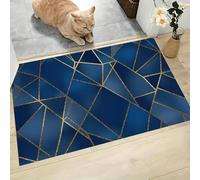 MLSOWM Felpudo Antideslizante 80x120cm - Trampa de Tierra - Felpudo Exterior e Interior Líneas Geométricas Alfombrilla Estilo Bohemio para una Entrada Limpia - Fácil de Cuidar, Azul Oscuro