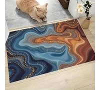 MLSOWM Felpudo Antideslizante 80x120cm - Trampa de Tierra - Felpudo Exterior e Interior Río Abstracto Alfombrilla Textura De Mármol para una Entrada Limpia - Fácil de Cuidar, Azul
