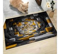 MLSOWM Felpudo Antideslizante 80x120cm - Trampa de Tierra - Felpudo Exterior e Interior Túnel De Bloques Alfombrilla Ilusión Óptica para una Entrada Limpia - Fácil de Cuidar, Gris