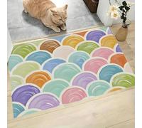MLSOWM Felpudo Antideslizante 90x150cm - Trampa de Tierra - Felpudo Exterior e Interior Onda Semicircular Alfombrilla Océano Abstracto para una Entrada Limpia - Fácil de Cuidar, Verde Claro