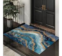 MLSOWM Felpudo de Bienvenida con Diseños De Ágata, 60x120cm Felpudo Entrada Casa Europa Y América Modernas Antideslizante Alfombra Pasillo de Perfil Bajo para Debajo de la Puerta, Azul Claro