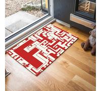 MLSOWM Felpudo de Entrada Antideslizante 60x90cm Alfombra Abstracto Moderno Súper Absorbente Alfombrillas de Bienvenida Laberinto Geométrico, Fácil de Limpiar para Baño, Pasillo, Cocina, Rojo