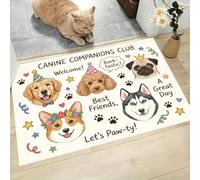 MLSOWM Felpudo de Entrada Avatares Perros Fiesteros, 80x120cm Alfombra para Puerta Festival Fiesta, Antideslizante, Lavable Alfombrilla para Atrapar Suciedad para Pasillo, Cocina, Dormitorio