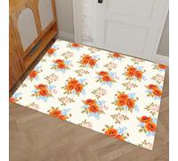 MLSOWM Felpudo Entrada Casa, 40x60cm Alfombra de Puerta Ramo De Lunares Vintage Tapetes de Interior Década De 1970 Antideslizante para Decorativo Dormitorios y Zonas Entrada Cuartos, Naranja