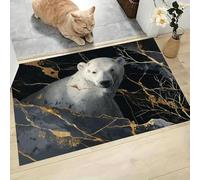 MLSOWM Felpudo Entrada Casa 40x60cm, Alfombra Entrada Oso Polar Antideslizante, Felpudo Grieta De Mármol Alfombrilla de Bienvenida Absorbentes para una Entrada Limpia, En Blanco Y Negro