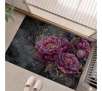 MLSOWM Felpudo Entrada Casa 40x60cm, Alfombrilla Peonía Geométrica En Ruinas Antideslizante, Lavable Alfombra Flores Abstractas Fácil de Limpiar para Puerta de casa, Entrada, Balcón, Pasillo, Púrpura