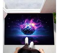 MLSOWM Felpudo Entrada Casa 50x80cm, Alfombra Entrada Bola De Discoteca Antideslizante, Felpudo Tema Espacial Alfombrilla de Bienvenida Absorbentes para una Entrada Limpia, Púrpura