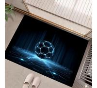 MLSOWM Felpudo Entrada Casa 50x80cm, Alfombra para Puerta Fútbol Geométrico Antideslizante Lavable Alfombrilla Estilo Futurista Suaves Absorbentes Atrapapolvo para Entrada, Pasillo, Cocina, Azul