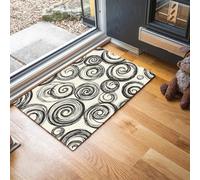 MLSOWM Felpudo Entrada Casa 50x80cm, Alfombra Vórtice Dibujado A Mano Absorbentes Antideslizante, Alfombra Baño Espiral De Graffiti Secado Rápido para Pasillo Puerta Cocina, En Blanco Y Negro