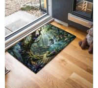 MLSOWM Felpudo Entrada Casa 50x80cm, Alfombrilla Cascadas Y Arroyos Antideslizante, Lavable Alfombra Selva Tropical Fantástica para Puerta de casa, Entrada, Balcón, Pasillo, Verde Musgo