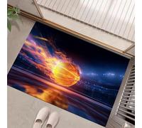 MLSOWM Felpudo Entrada Casa 60x120cm, Alfombra Interior Bola De Fuego Antideslizante Alfombrilla Cancha Cubierta Suaves Absorbentes Fácil de Limpiar para Entrada, Balcón, Jardín, Azul Oscuro