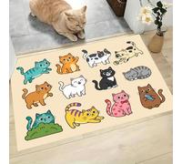 MLSOWM Felpudo Entrada Casa 60x120cm, Alfombra Puerta Ilustraciones Infantiles | Tapete Perfil Bajo Gatos, Súper Absorbente, Antideslizante, Lavable en la Lavadora para Entradas, Interiores y Cocinas
