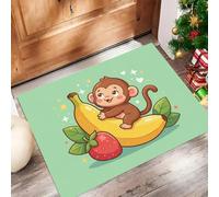 MLSOWM Felpudo Entrada Casa 60x90cm, Alfombra Puerta Animales Y Frutas | Tapete Perfil Bajo Plátano Mono, Súper Absorbente, Antideslizante, Lavable en la Lavadora para Entradas, Interiores y Cocinas