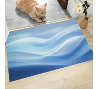 MLSOWM Felpudo Entrada Casa 80x120cm, Alfombra Entrada Ondas Abstractas Antideslizante, Felpudo Minimalismo Alfombrilla de Bienvenida Absorbentes para una Entrada Limpia, Azul Claro