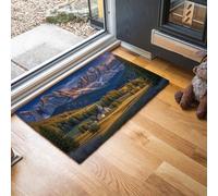 MLSOWM Felpudo Entrada Casa 90x150cm, Alfombrilla Pueblo del Valle Antideslizante, Lavable Alfombra Alpes para Puerta de casa, Entrada, Balcón, Pasillo, Verde Esmeralda