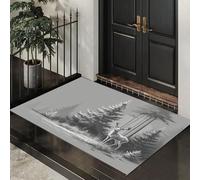 MLSOWM Felpudo Entrada Casa Boceto del Bosque De Ciervos 40x60cm, Alfombra Interior de Bienvenida Minimalismo Antideslizante, Felpudo de Entrada Alfombrilla para Puertas, Entrada, Pasillo, Gris Claro
