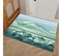 MLSOWM Felpudo Entrada Casa Colinas Valles 90x150cm, Alfombra Interior de Bienvenida Paisaje Antideslizante, Felpudo de Entrada Alfombrilla para Puertas, Entrada, Pasillo, Verde De Judía