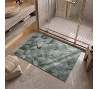 MLSOWM Felpudo Entrada Casa Plantas Minimalistas Alfombra Gris Plateado, 40x60cm | Tapete de Pelo Corto Hojas Ginkgo, Antideslizante, Fácil Limpieza, Diseño Decorativo para Habitacion, Baño, Cocina