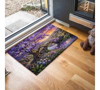 MLSOWM Felpudo Exterior e Interior, 90x150cm Alfombra Entrada Pueblo Glicinias Antideslizante Felpudo Estilo Cuento Hadas Estilo Pastoral Lavable, fácil de Limpiar para Puerta de casa, balcón, jardín