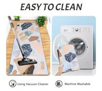 MLSOWM Juego de 2 Alfombra de Cocina Arte Moderno Alfombras Antifatiga Bloques De Terrazo Duraderas Felpudos de Cocina Lavables para Pasillo, Comedor y Entrada, 40x60cm+40x120cm, Gris Claro