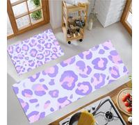 MLSOWM Juego de 2 Alfombra de Cocina Ensueño Alfombras Antifatiga Estampado Leopardo Morado Duraderas Felpudos de Cocina Lavables para Pasillo, Comedor y Entrada, 40x60cm+40x120cm, Púrpura Claro