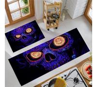 MLSOWM Juego de Alfombras de Cocina Criaturas Universo Oscuro de 2 Piezas, 40x60cm+40x120cm | Tapetes de Cocina Cráneo Aterrador Antideslizantes y Lavables, Alfombra de Piso para Entrada Lavandería