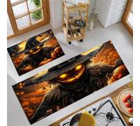 MLSOWM Juego de Alfombras de Cocina Realismo Oscuro Antideslizantes Alfombrillas Espantapájaros De Fantasía Absorbentes, Alfombras y Tapetes de Cocina Lavable para Lavadero Comedor, 40x60cm+40x120cm
