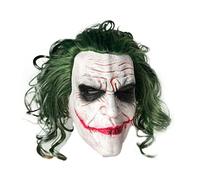 Mltao Máscara de látex para disfraz de payaso, Joker, cosplay, hombre, máscara sonriente con pelo verde, Halloween, juego de rol, disfraces de Halloween, para adultos, accesorios de fiesta