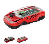 Mlthcig Hand Held Car Game, Handheld Racing Car Game, Racing Adventure Cars Steering Wheel, Driving Simulator Console Games, Portable Interactive Dual-Player Toy with Race Simulation Experience(Red)