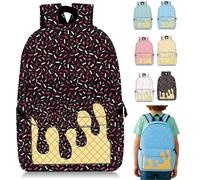 Mlthcig Ice Cream Drip Backpack Kawaii Shoulder Backpacks for Boys Girls Large Ice Cream Cone Travel Backpacks Side Pockets(Negro)