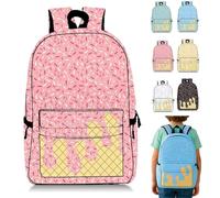 Mlthcig Ice Cream Drip Backpack Kawaii Shoulder Backpacks for Boys Girls Large Ice Cream Cone Travel Backpacks Side Pockets(Pink)