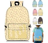 Mlthcig Ice Cream Drip Backpack Kawaii Shoulder Backpacks for Boys Girls Large Ice Cream Cone Travel Backpacks Side Pockets(Caqui)