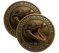 Mlthcig Moneda De Desaf o Alcatraz con Caim n Monedas Metal Coleccionables Los Everglades Florida Dise o Caim n Feroz Nuevo Y Divertido 2025 Regalo Novedoso para Amantes La Historia Florida(2PCS)