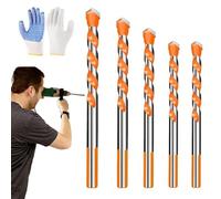 Mlthcig Peachloft/Kotkka Drill bits, Multifunctional Drill bits, 5 Pcs Universal Impact Twist bit Set, High-Strength Carbide Drills bit, U Type Slot Design for Brick, Glass, Plastic and Wood(Orange)