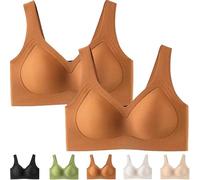 Mlthcig Plus Size Wireless Bra -Seamless Full Coverage T-Shirt Bra Jelly Push up Bras Curve Lifting Wire Free for Women(D,L)