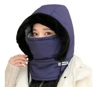 Mlthcig Plush-Lined Thickened Thermal Hat with Face Mask for Men and Women Windproof Fleece Balaclava Winter Ski Cold Warm Scarf(Blue)