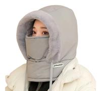 Mlthcig Plush-Lined Thickened Thermal Hat with Face Mask for Men and Women Windproof Fleece Balaclava Winter Ski Cold Warm Scarf(Light Gray)