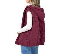 Mlthcig Quilted Vest with Hood for Women Soft Puffer Casual Sleeveless Hooded Zip Up Jacket Quilted Winter Coat(Rose Red,XL)