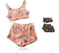 Mlthcig Spooky Vest Pajama Set Halloween Season Wide Leg Shorts Pj Set Luminous Fuzzy Sleeveless Pumpkin Printed Pajamas(Coral color,XL)
