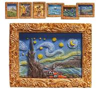 Mlthcig Van Gogh Inspired Fridge Magnet Set, Van Gogh Magnets Paintings Stickers, Decorative Sunflower Magnets, Starry Sky Oil Painting Vintage Decor for Fridge, 3D Art Flower Famous Resin Unique(#6)