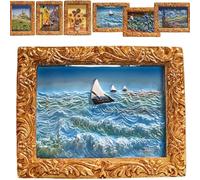 Mlthcig Van Gogh Inspired Fridge Magnet Set, Van Gogh Magnets Paintings Stickers, Decorative Sunflower Magnets, Starry Sky Oil Painting Vintage Decor for Fridge, 3D Art Flower Famous Resin Unique(#4)
