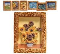 Mlthcig Van Gogh Inspired Fridge Magnet Set, Van Gogh Magnets Paintings Stickers, Decorative Sunflower Magnets, Starry Sky Oil Painting Vintage Decor for Fridge, 3D Art Flower Famous Resin Unique(#2)