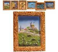 Mlthcig Van Gogh Inspired Fridge Magnet Set, Van Gogh Magnets Paintings Stickers, Decorative Sunflower Magnets, Starry Sky Oil Painting Vintage Decor for Fridge, 3D Art Flower Famous Resin Unique(#1)