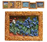 Mlthcig Van Gogh Inspired Fridge Magnet Set, Van Gogh Magnets Paintings Stickers, Decorative Sunflower Magnets, Starry Sky Oil Painting Vintage Decor for Fridge, 3D Art Flower Famous Resin Unique(#5)